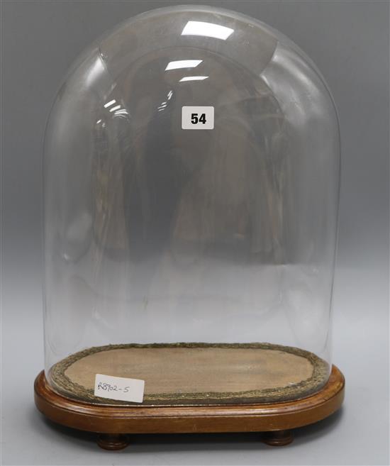 A glass dome on stand overall height 44cm